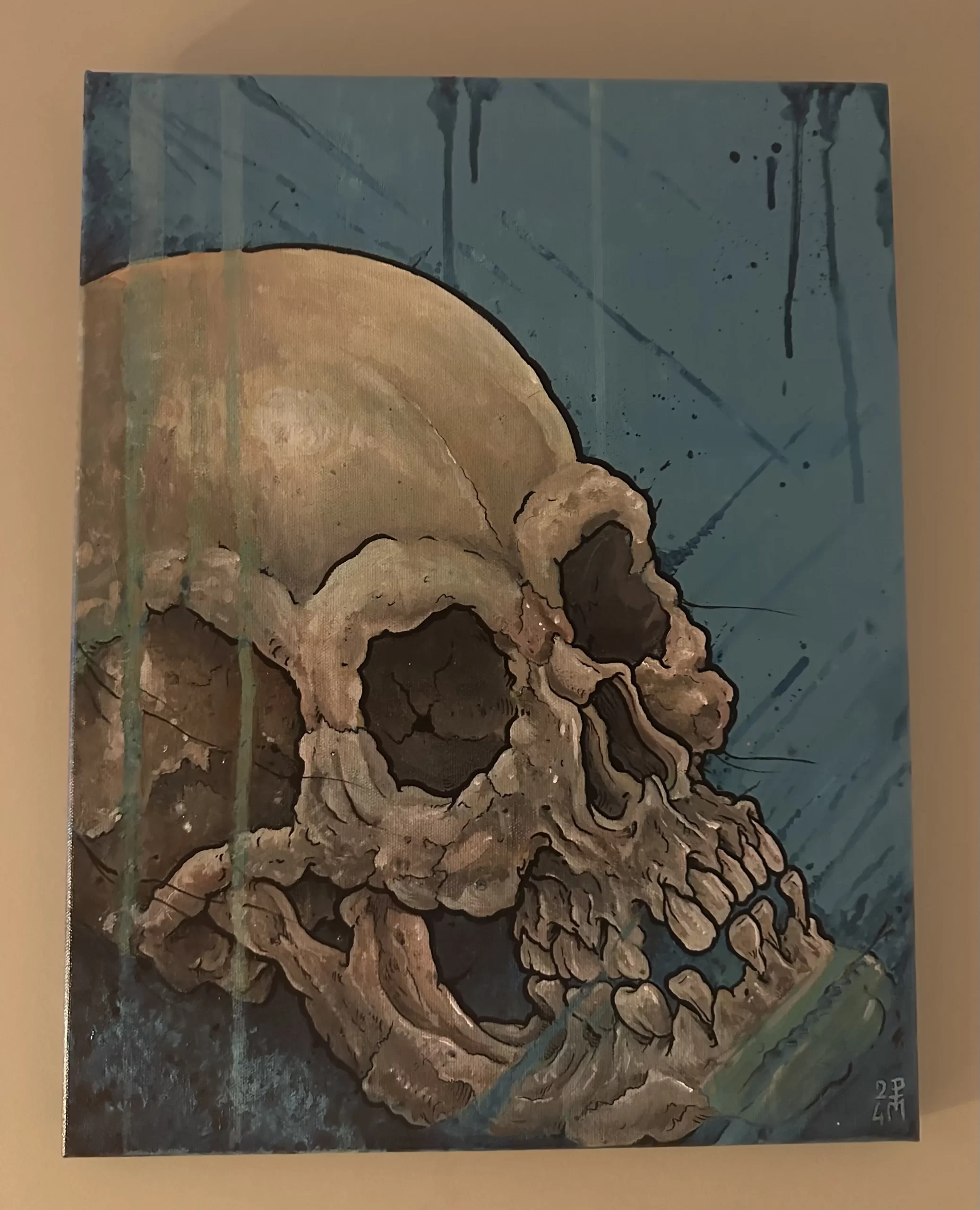 Crâne, acrylique 14"x18"